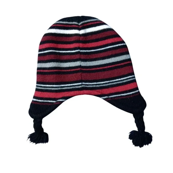 Nike Hat Cap‎ Fitted Infant Earflap Beanie Striped Knit Winter Kids - Picture 2 of 2